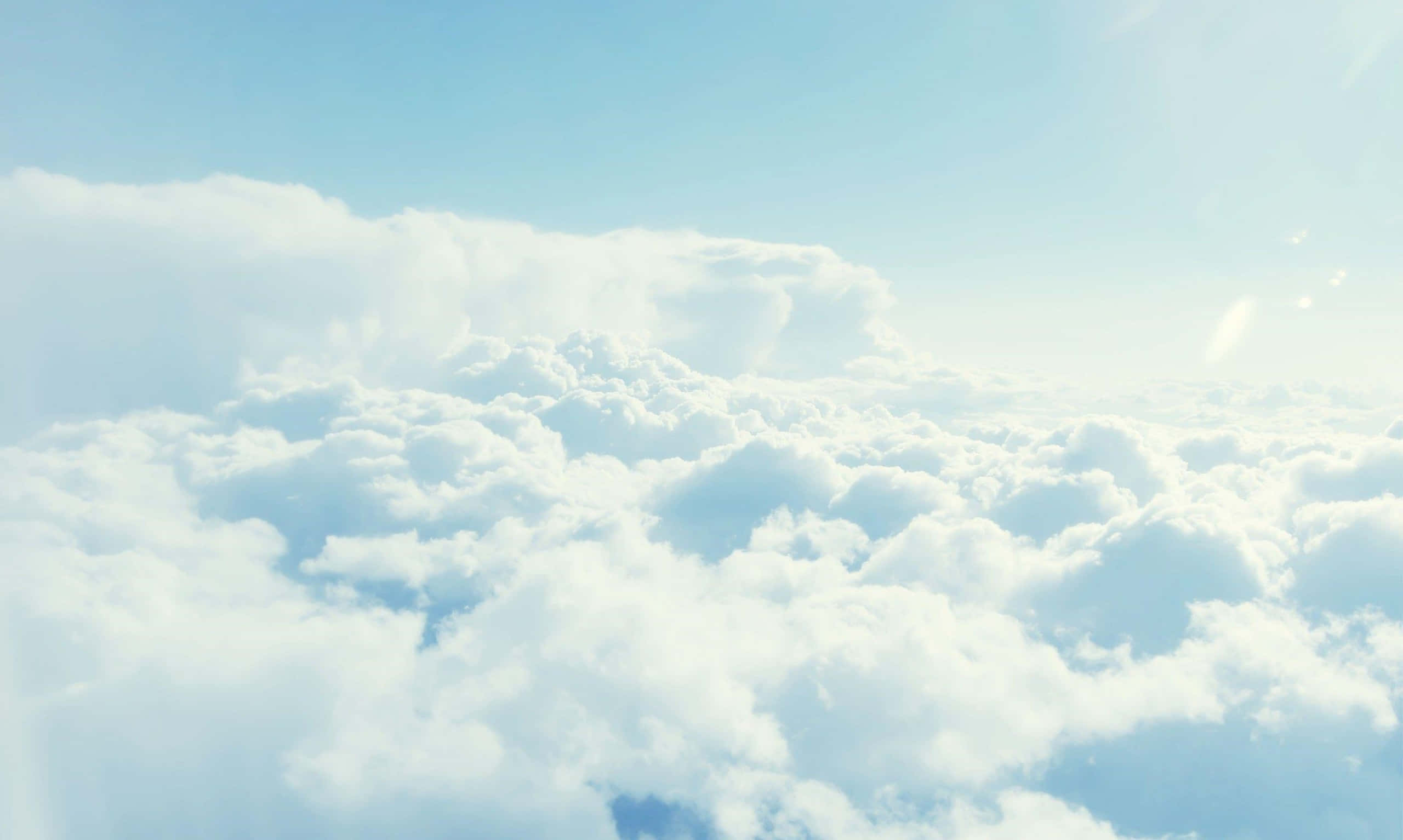 Cloud Calm Aesthetic Desktop, fluffy white clouds, clear blue sky, 2K Desktop Wallpaper