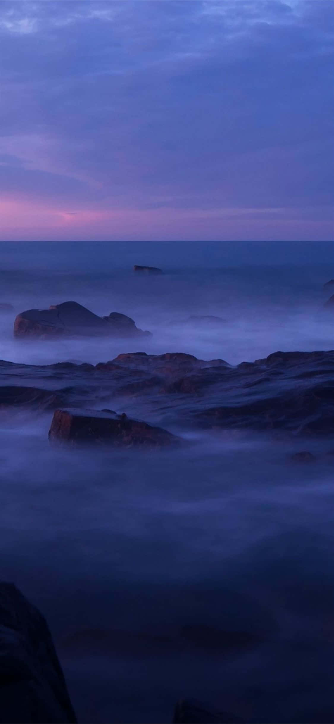Calming iPhone, twilight seascape, misty waves, Full HD Phone Wallpaper