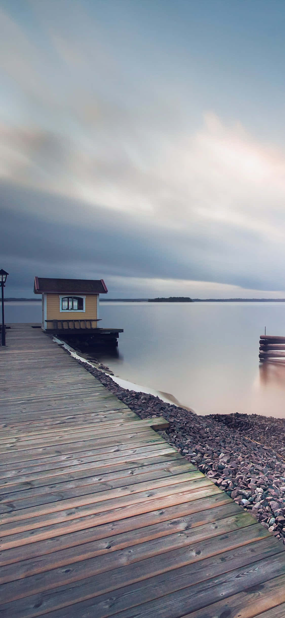 calming iphone, long wooden pier, calm lake, Full HD Phone Wallpaper