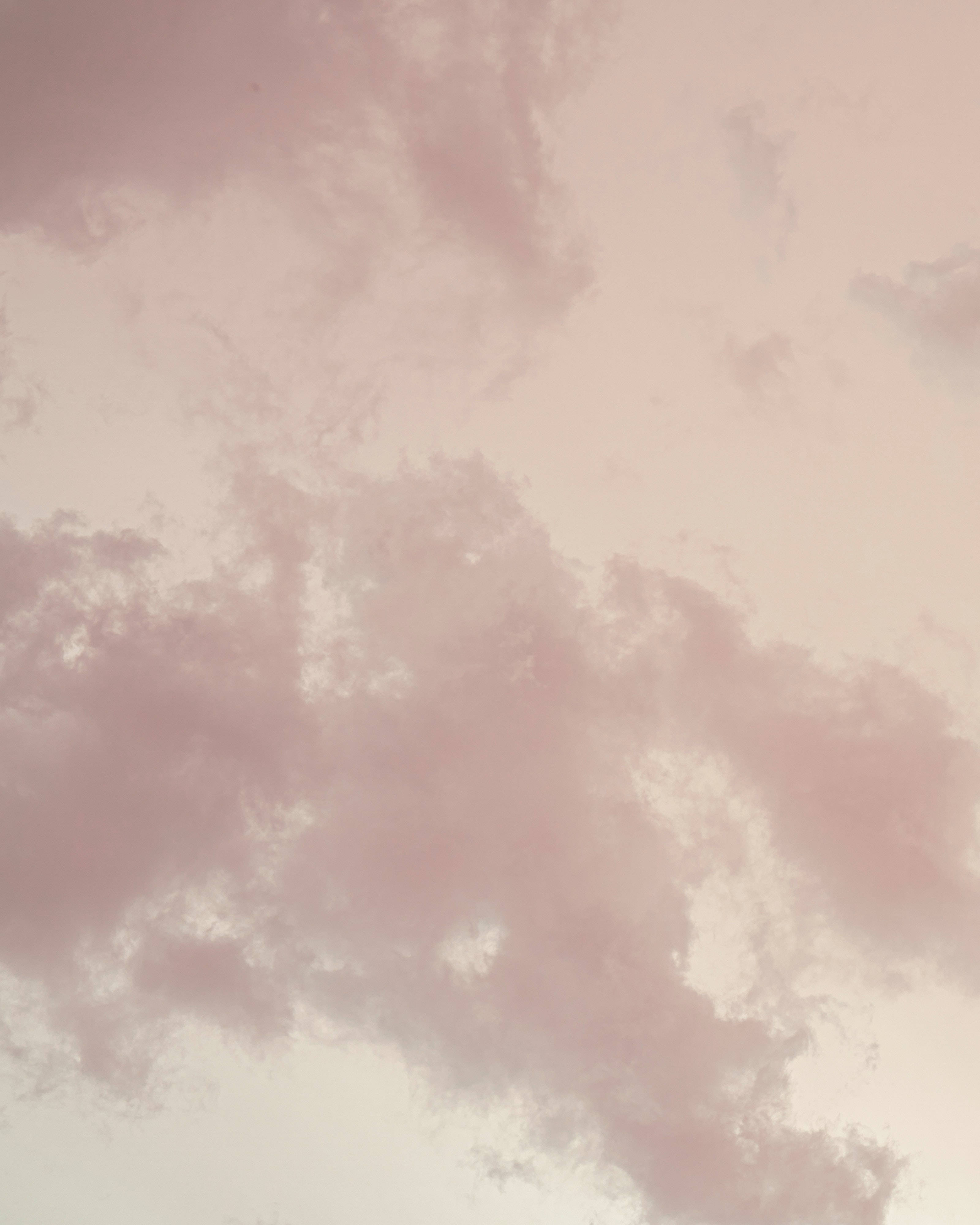 beige cloud iphone, pale sky, soft pink clouds, 4K Phone Wallpaper