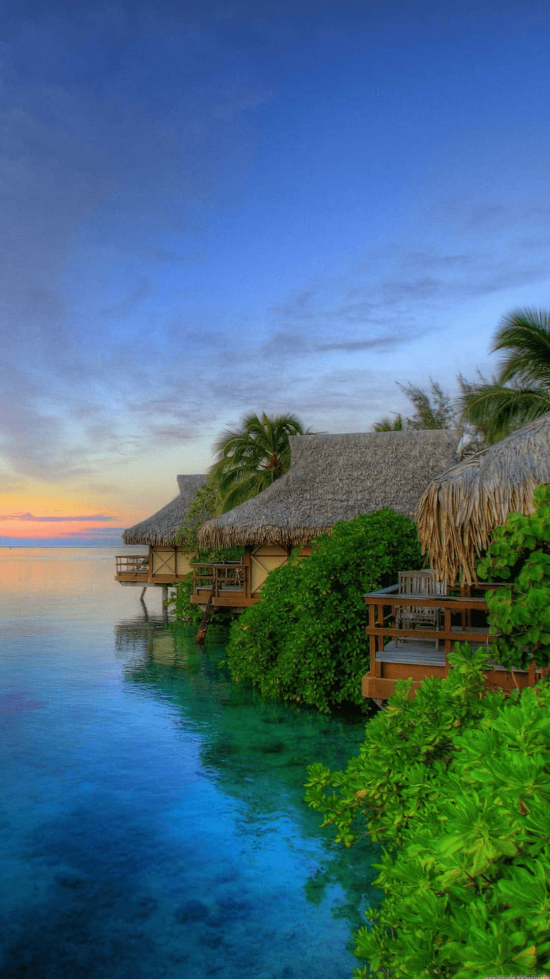 iPhone, sunset, turquoise waters, Full HD Phone Wallpaper