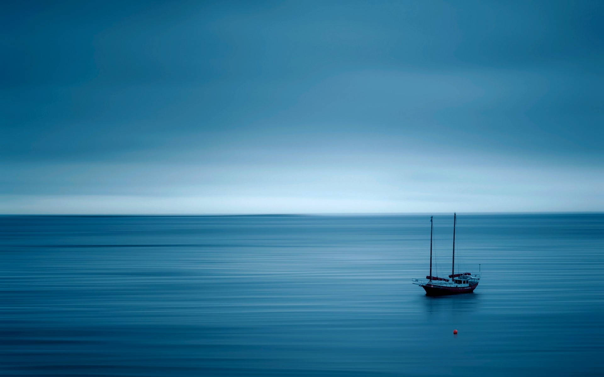sailboat, blue waters, twilight sky, Full HD Desktop Wallpaper
