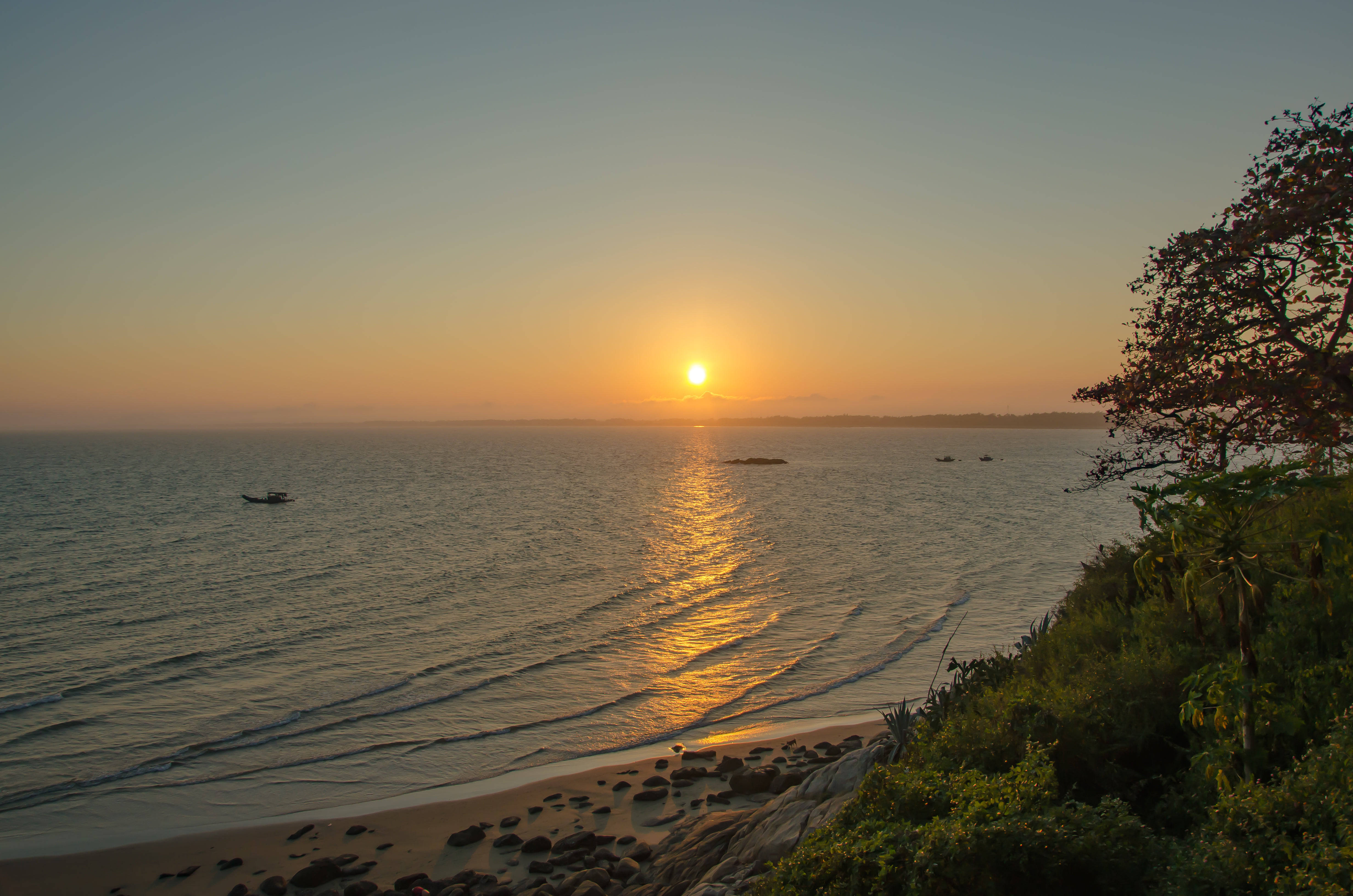 calming, sunset, beach shore, 4K Desktop Wallpaper