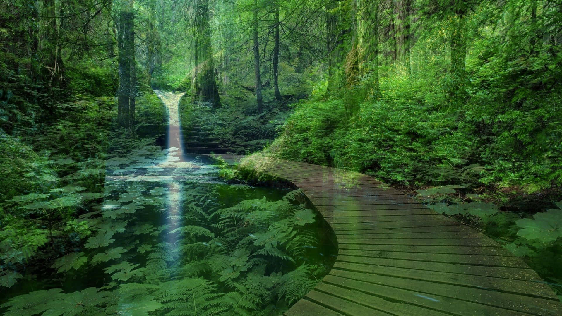 Zen Desktop, transparent bridge, wooden boardwalk, Full HD Desktop Wallpaper