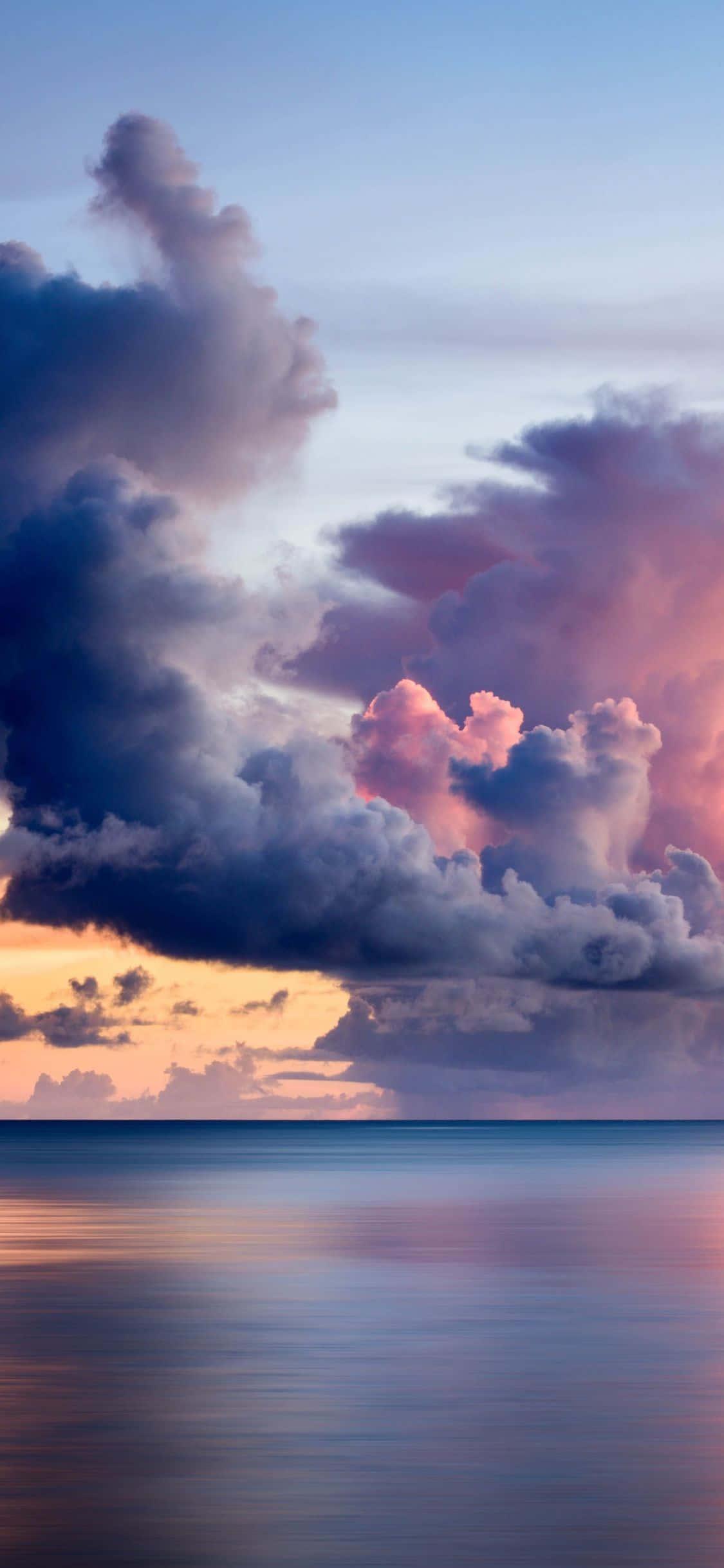 iPhone, purple clouds, calm ocean, Full HD Phone Wallpaper