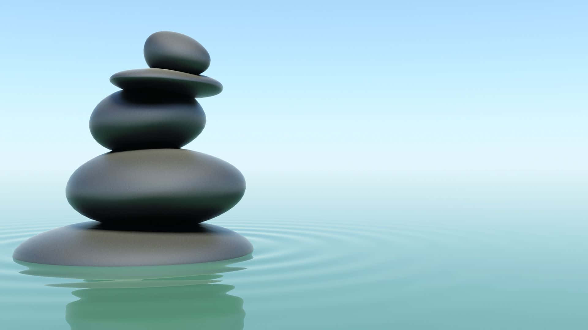 Zen Desktop, smooth gray stones, calm turquoise water, Full HD Desktop Wallpaper