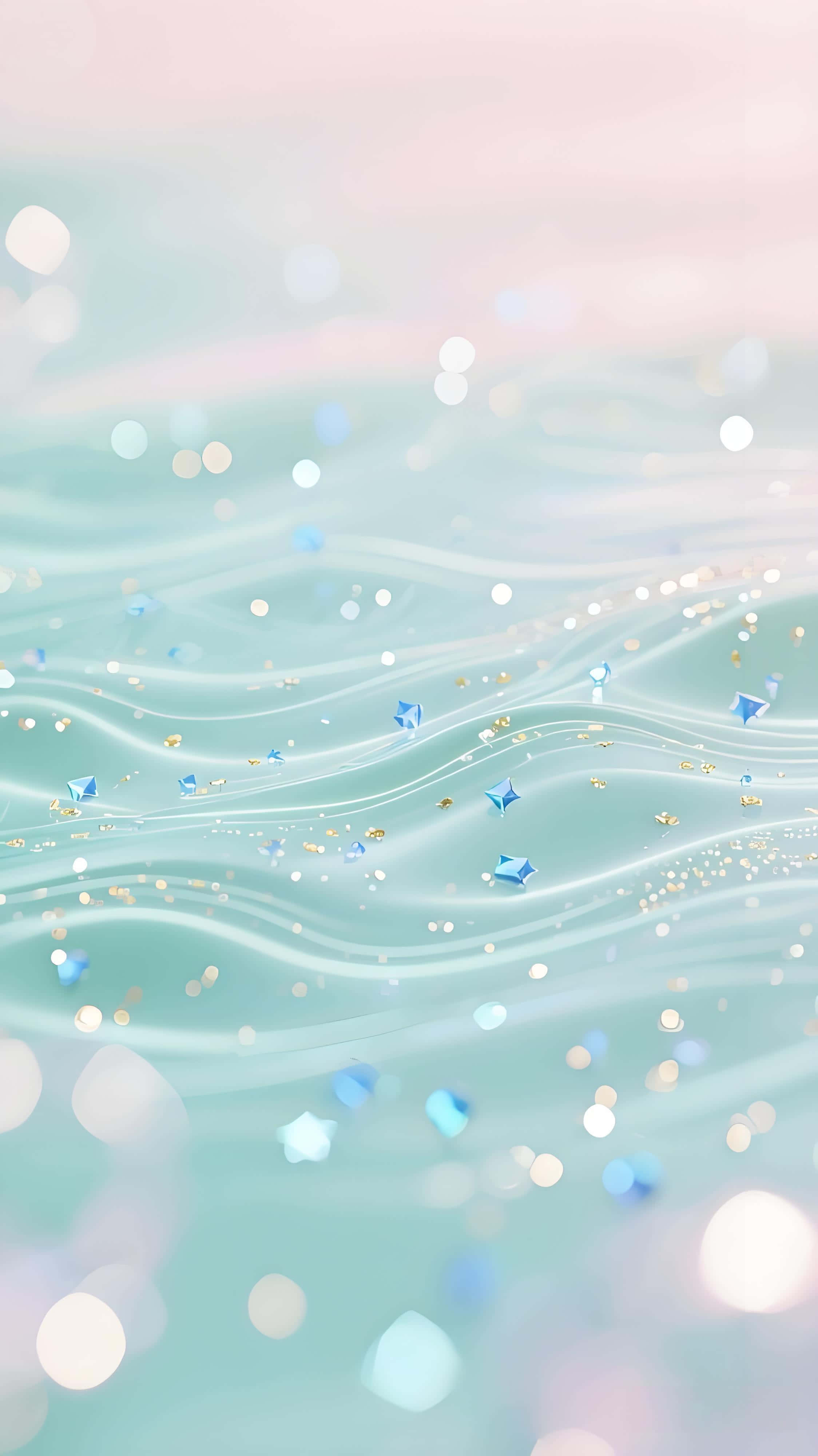 pastel waves, blue star, gold glitter particles, 4K Phone Wallpaper