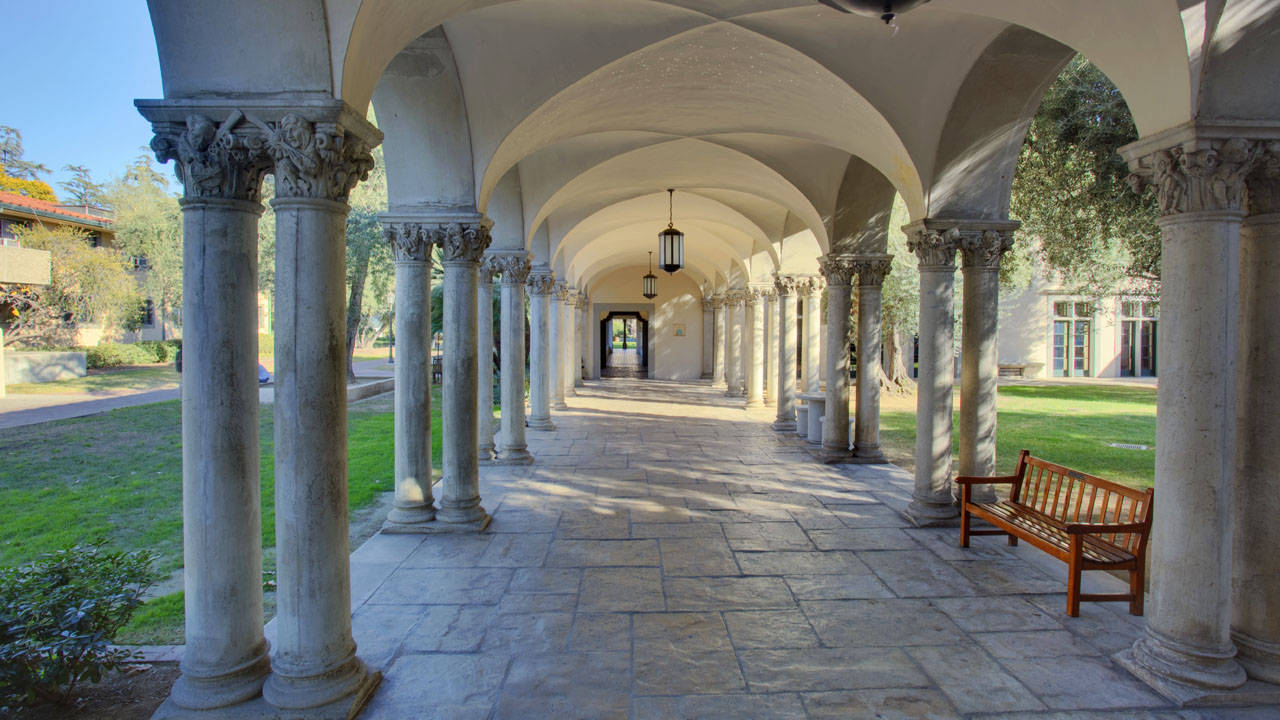 Caltech, colonnade, stone colonnade, HD Desktop Wallpaper