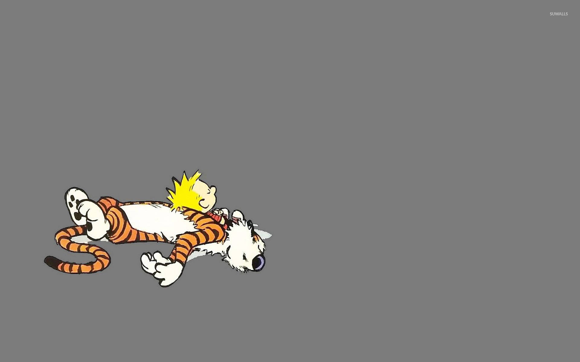 Calvin And Hobbes, spiky yellow hair, striped tiger, Full HD Desktop Wallpaper