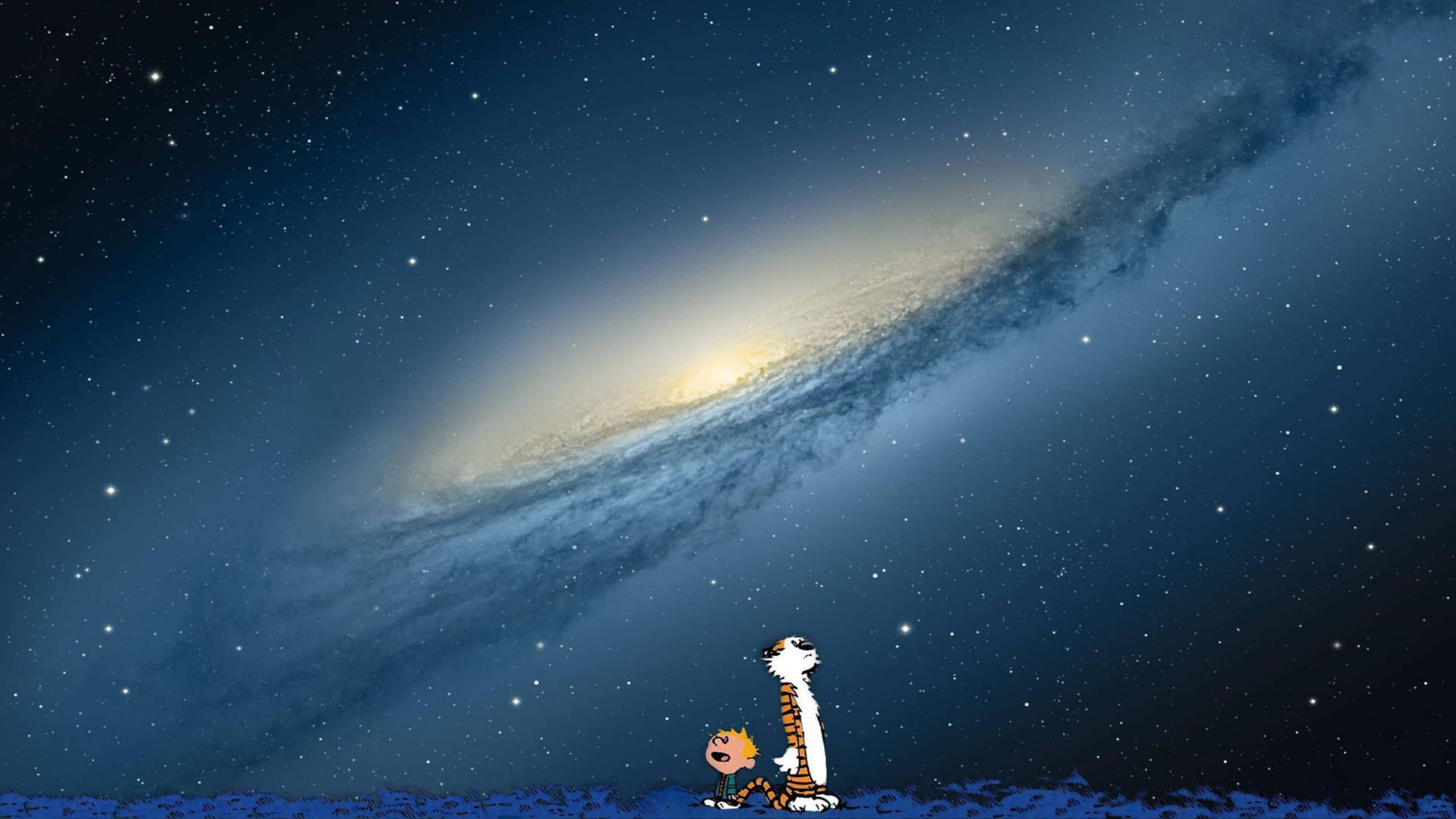 Calvin And Hobbes, 4K, spiral galaxy, 4K Desktop Wallpaper