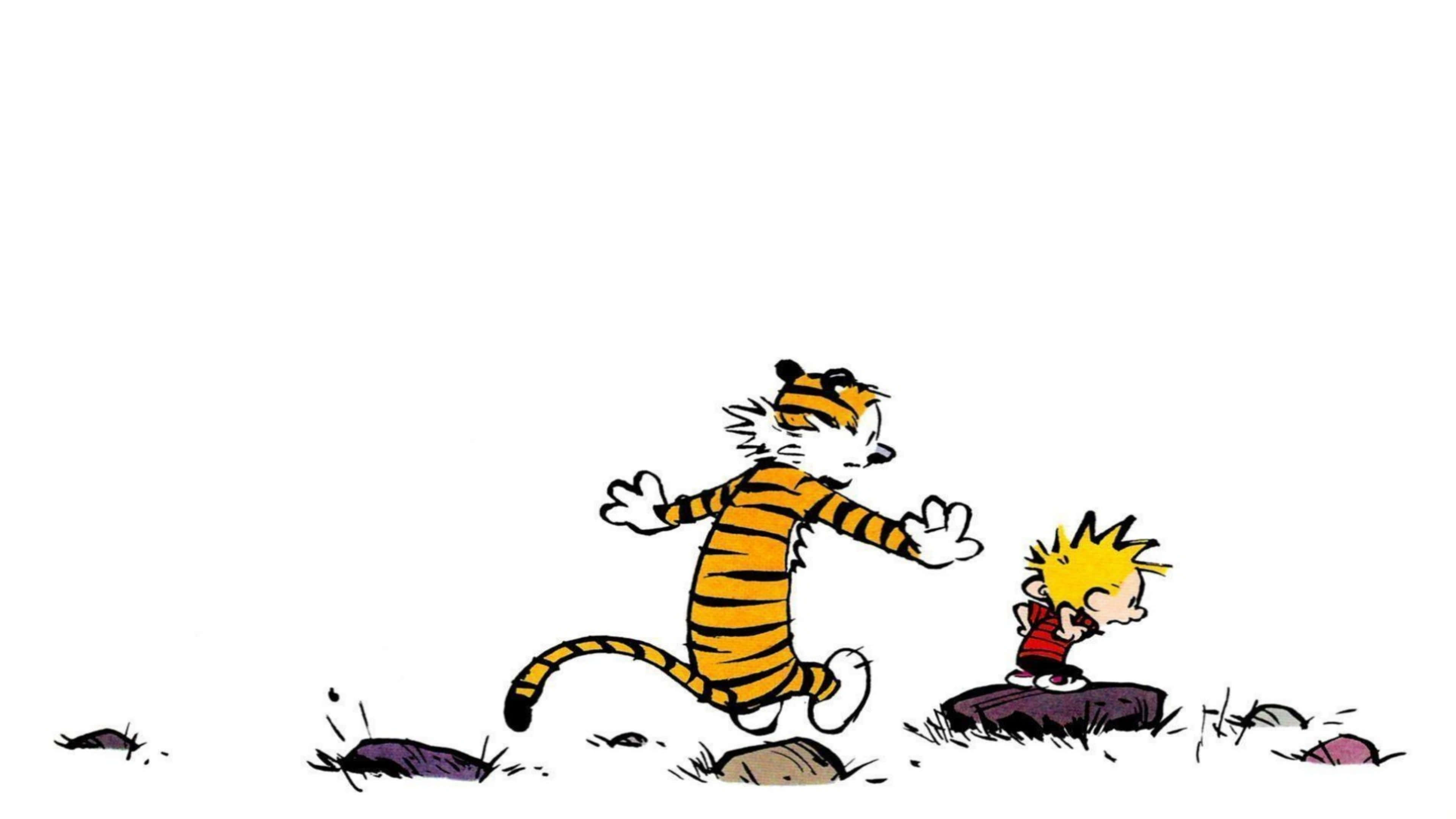 Calvin And Hobbes, 4K, grassy field, 4K Desktop Wallpaper