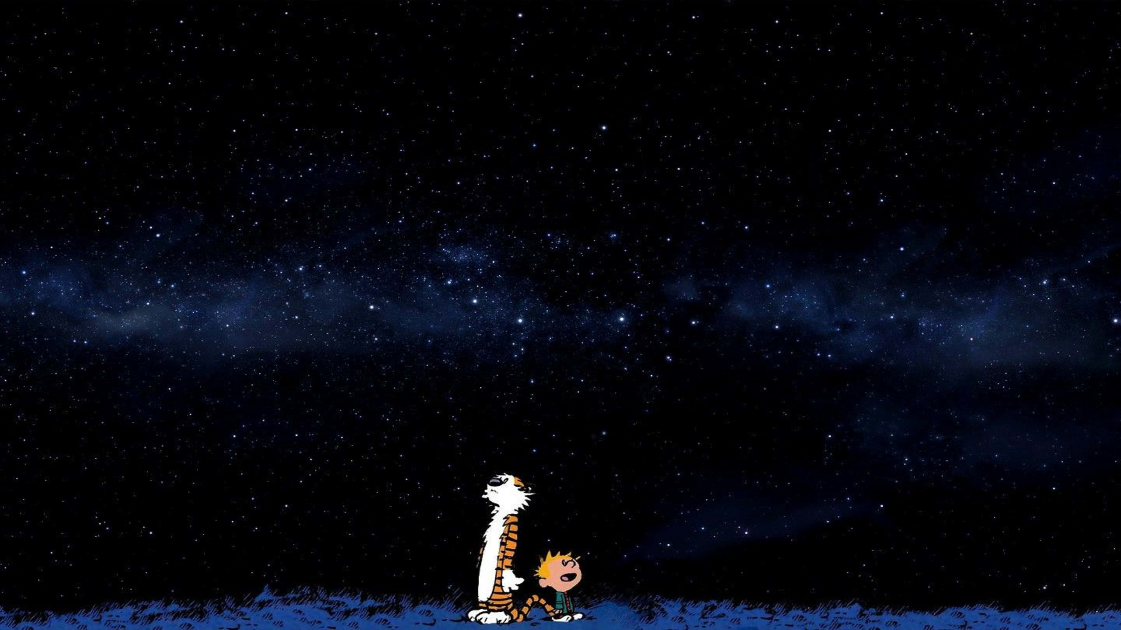 Calvin And Hobbes, 4K, Dark Blue, 4K Desktop Wallpaper