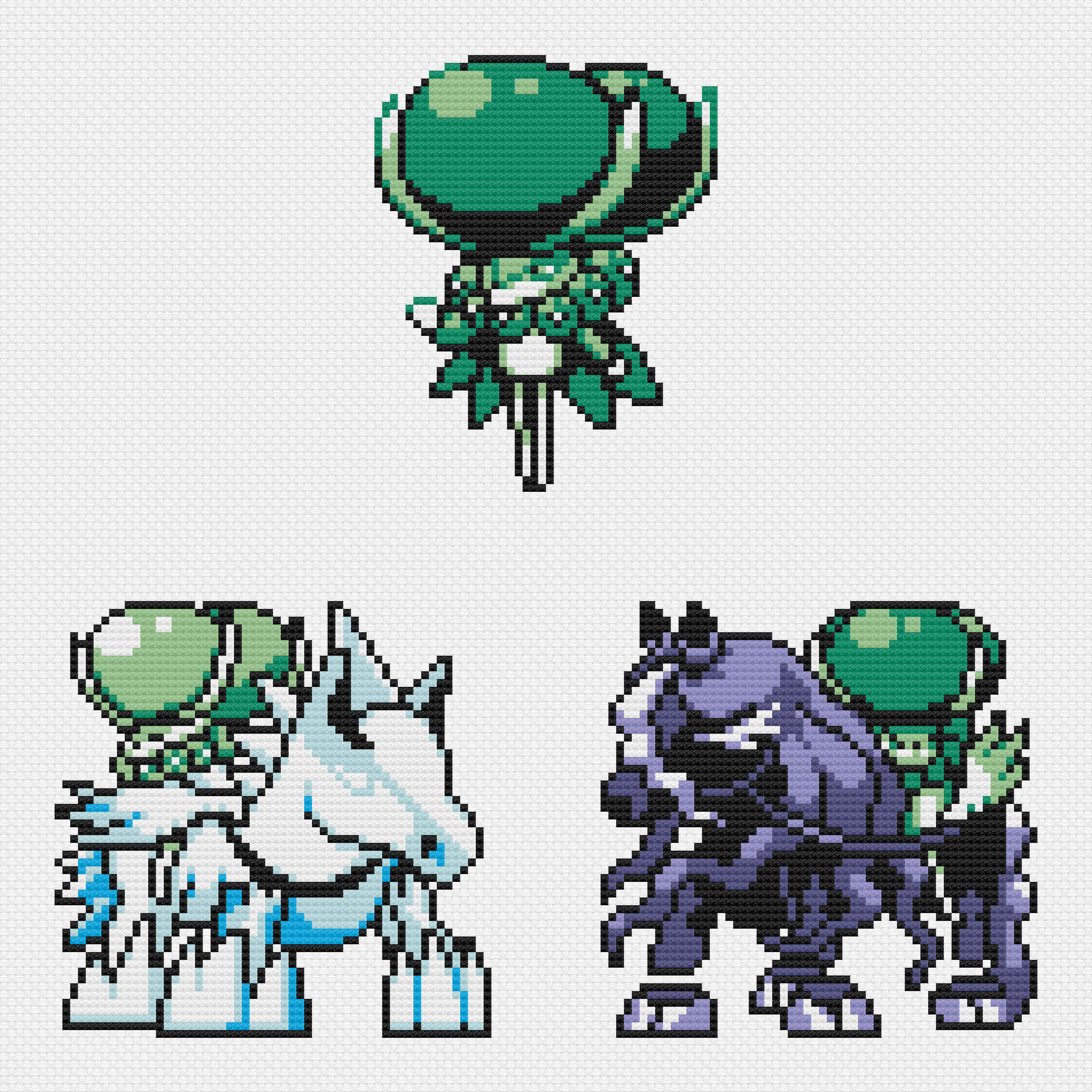 Calyrex, green alien characters, white horse, 2K Desktop Wallpaper