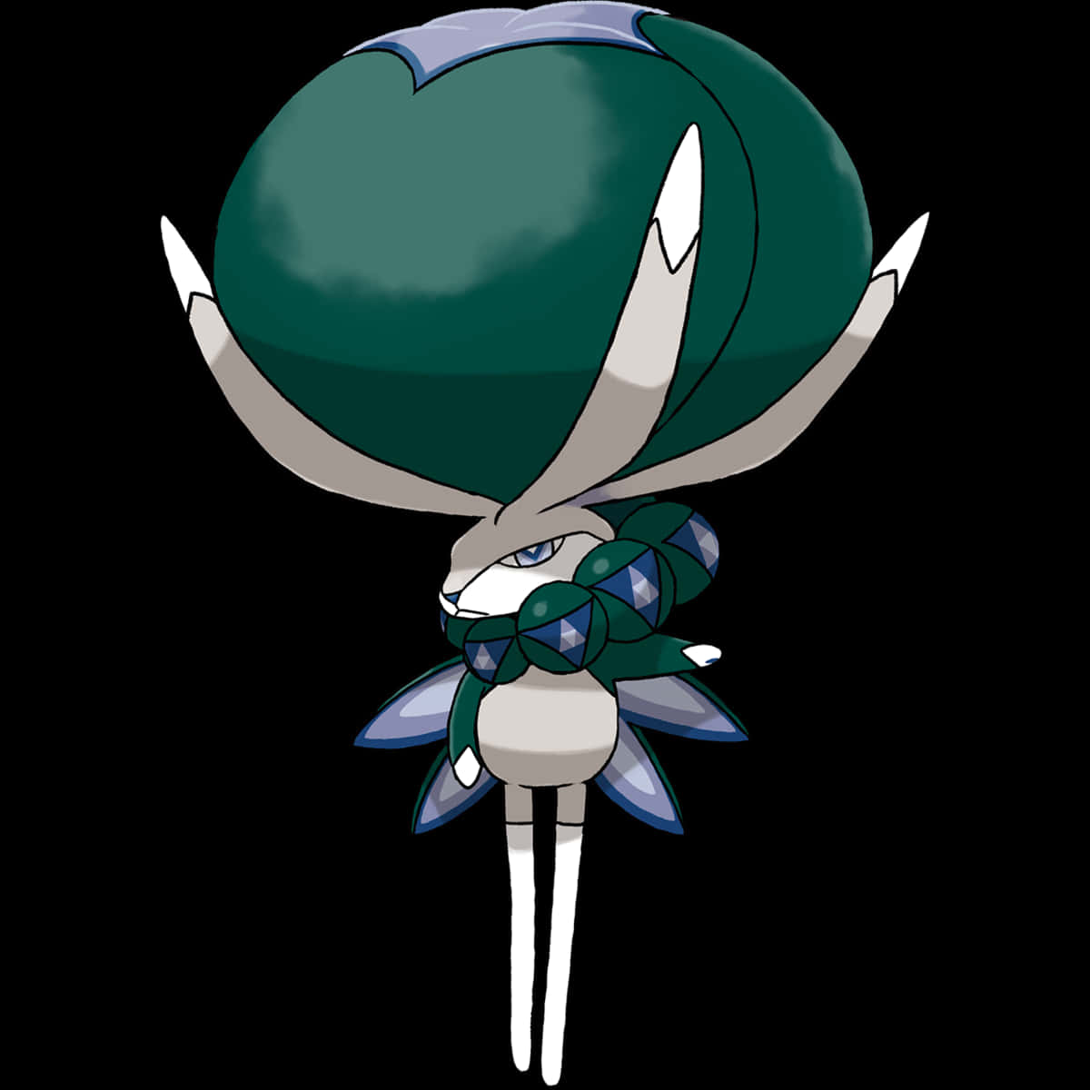 Calyrex, green head, white horns, SD Desktop Wallpaper