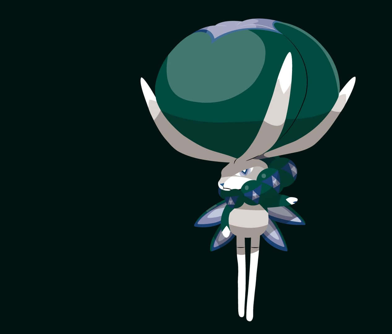 Calyrex, anime rabbit, large green gemstone head, SD Desktop Wallpaper