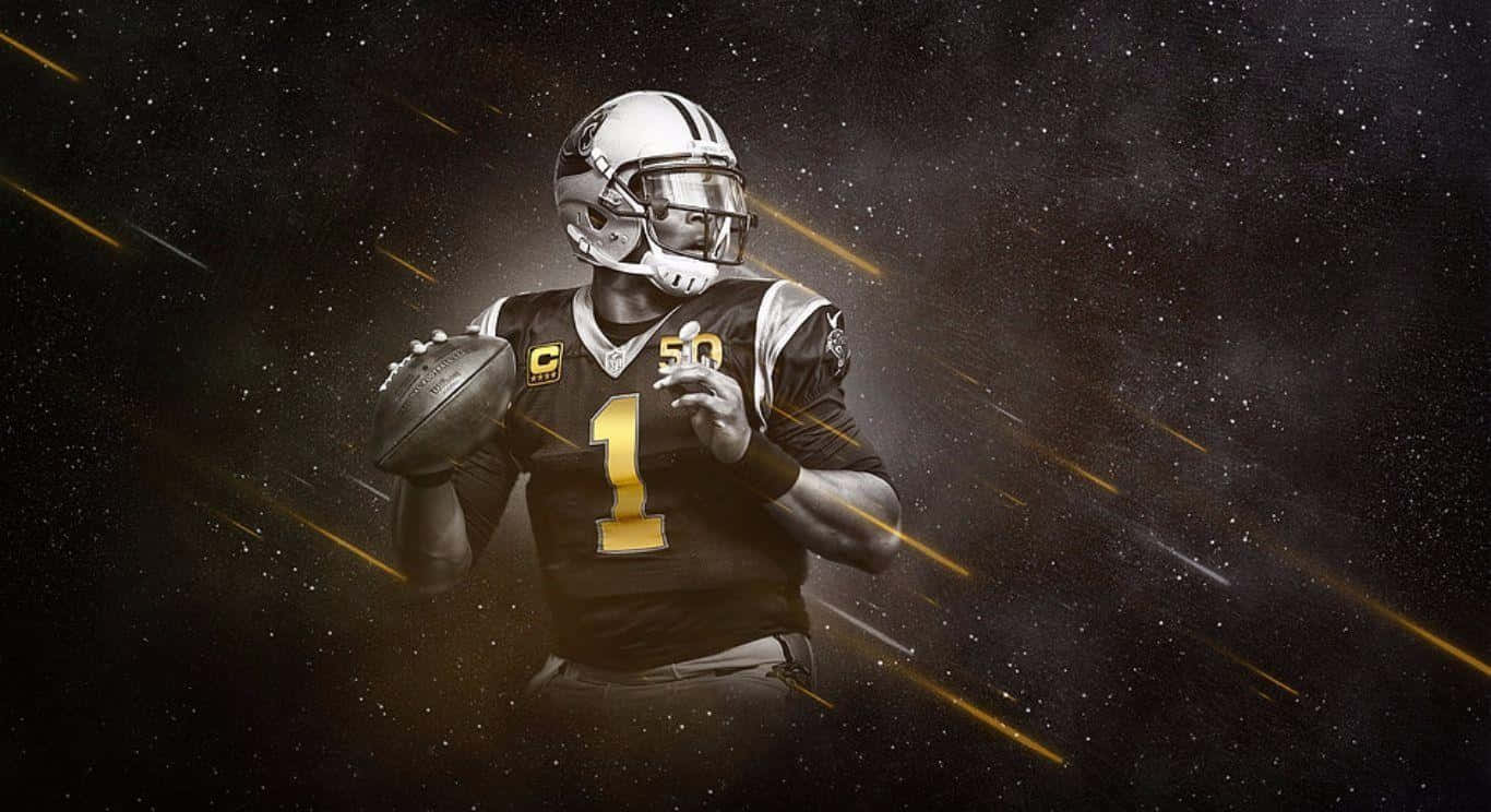 Cam Newton, black and gold uniform, football quarterback, HD Desktop Wallpaper