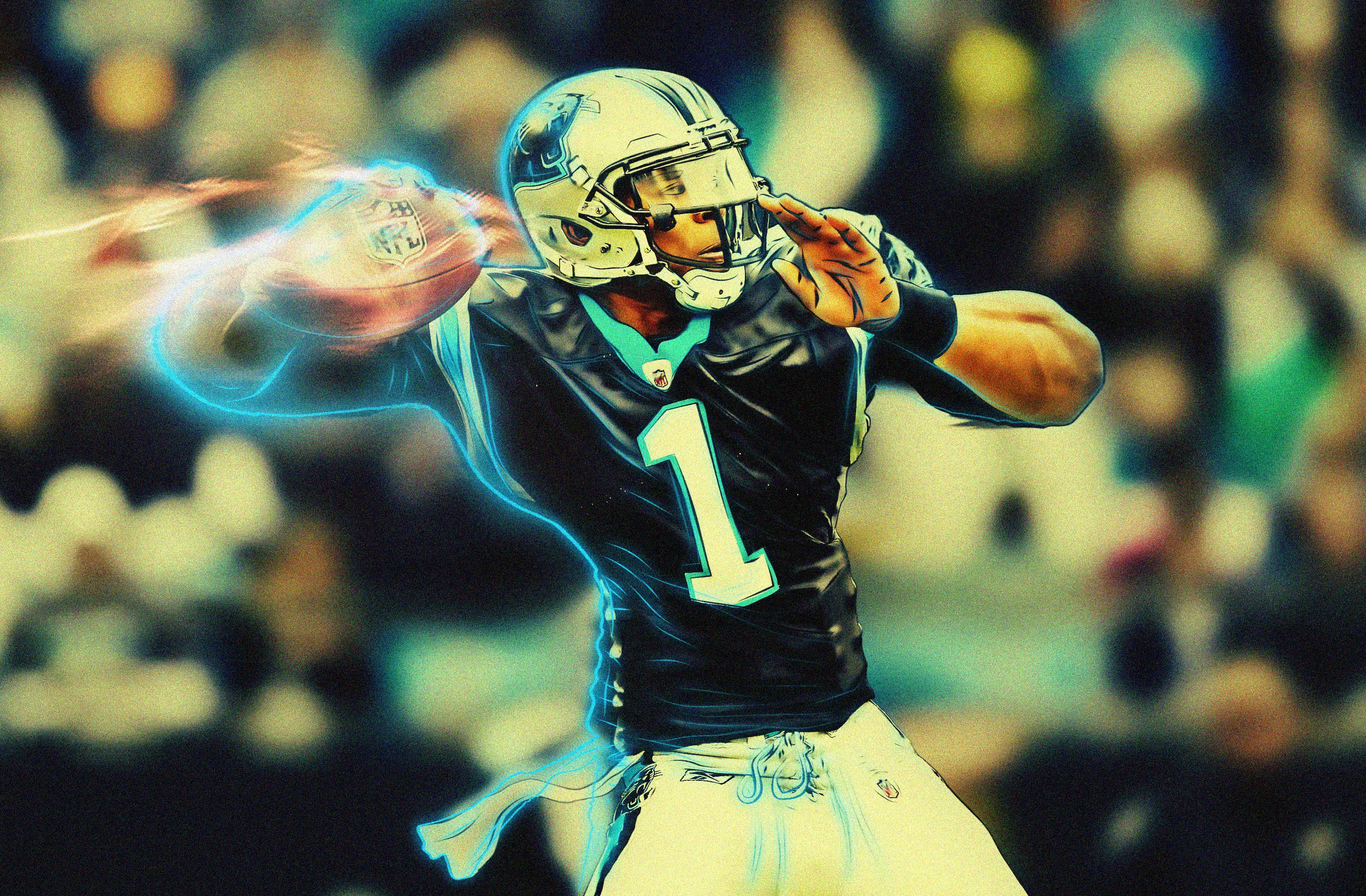 Cam Newton, black jersey, number one, 2K Desktop Wallpaper