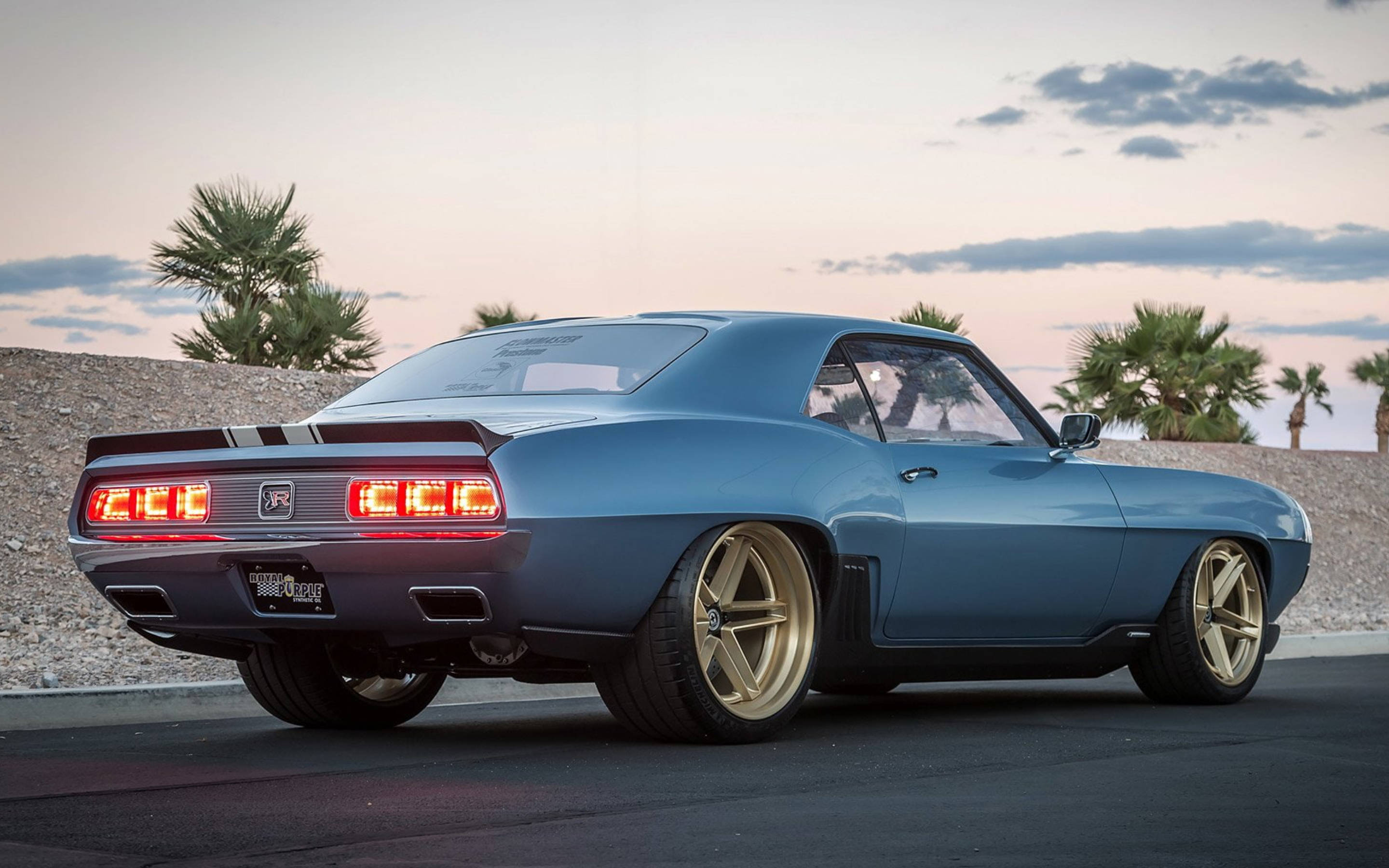 Camaro, classic muscle car, blue, 2K Desktop Wallpaper