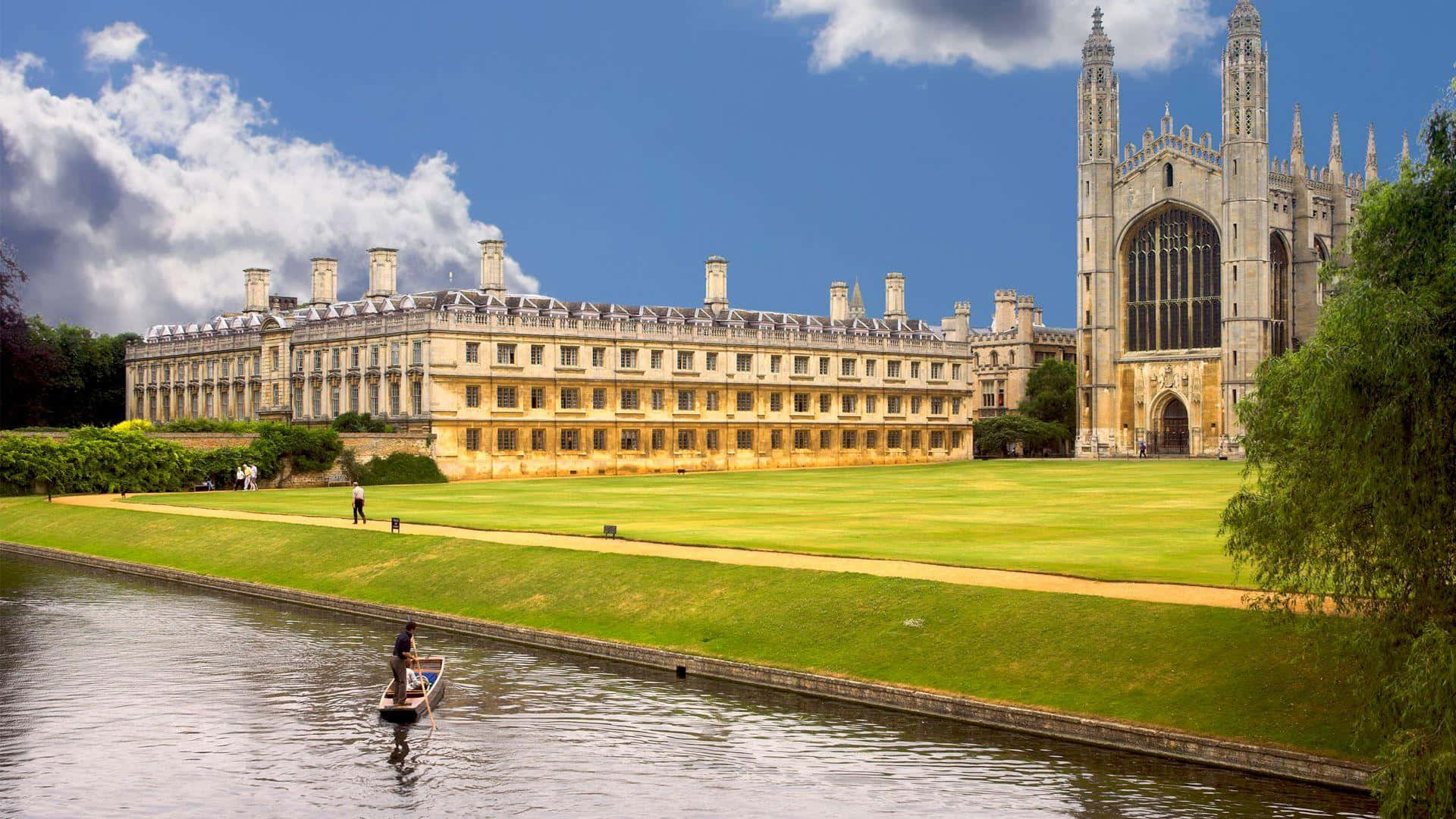 Cambridge University, Gothic architecture, river, Full HD Desktop Wallpaper