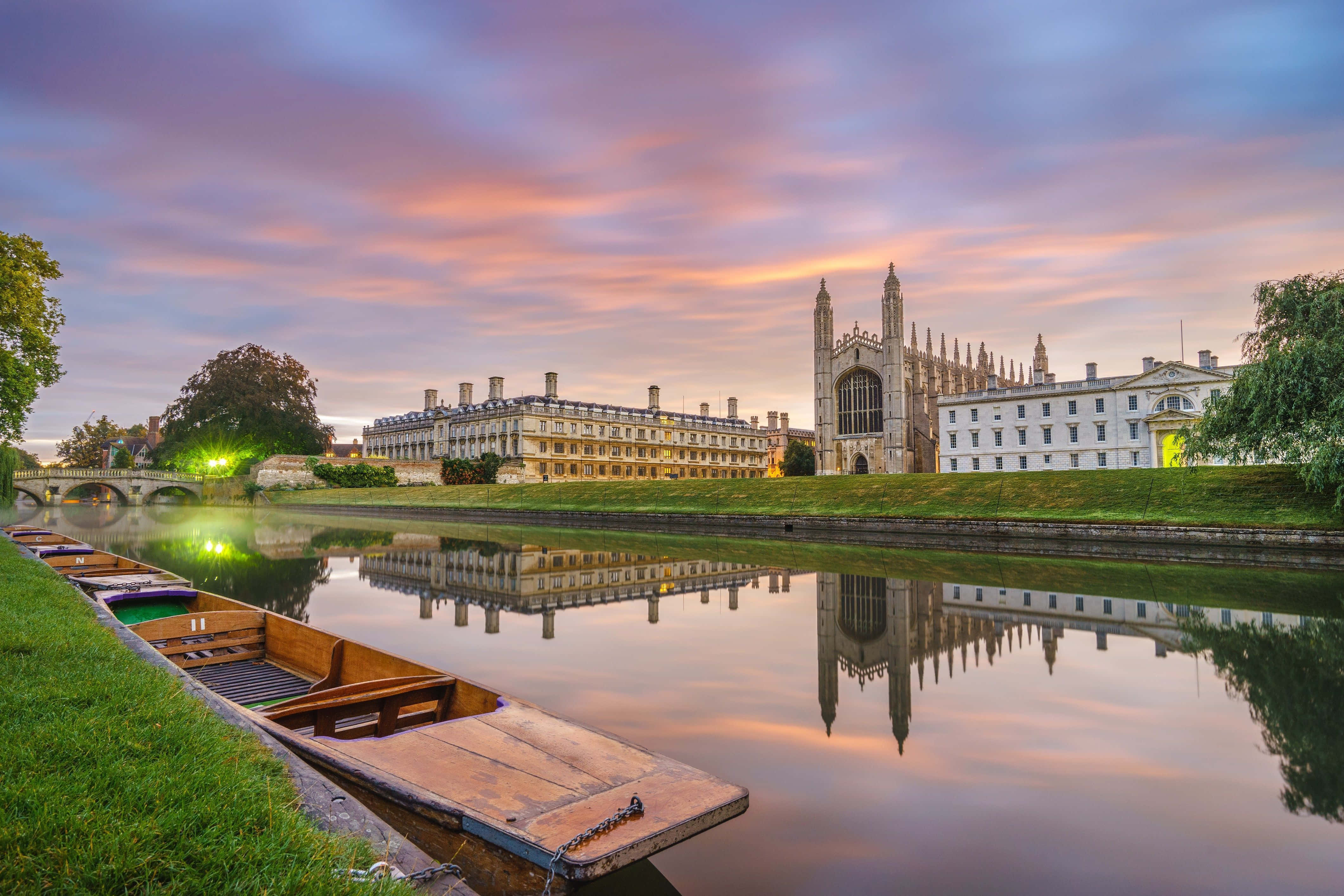 Cambridge University, twilight, historic buildings, 4K Desktop Wallpaper
