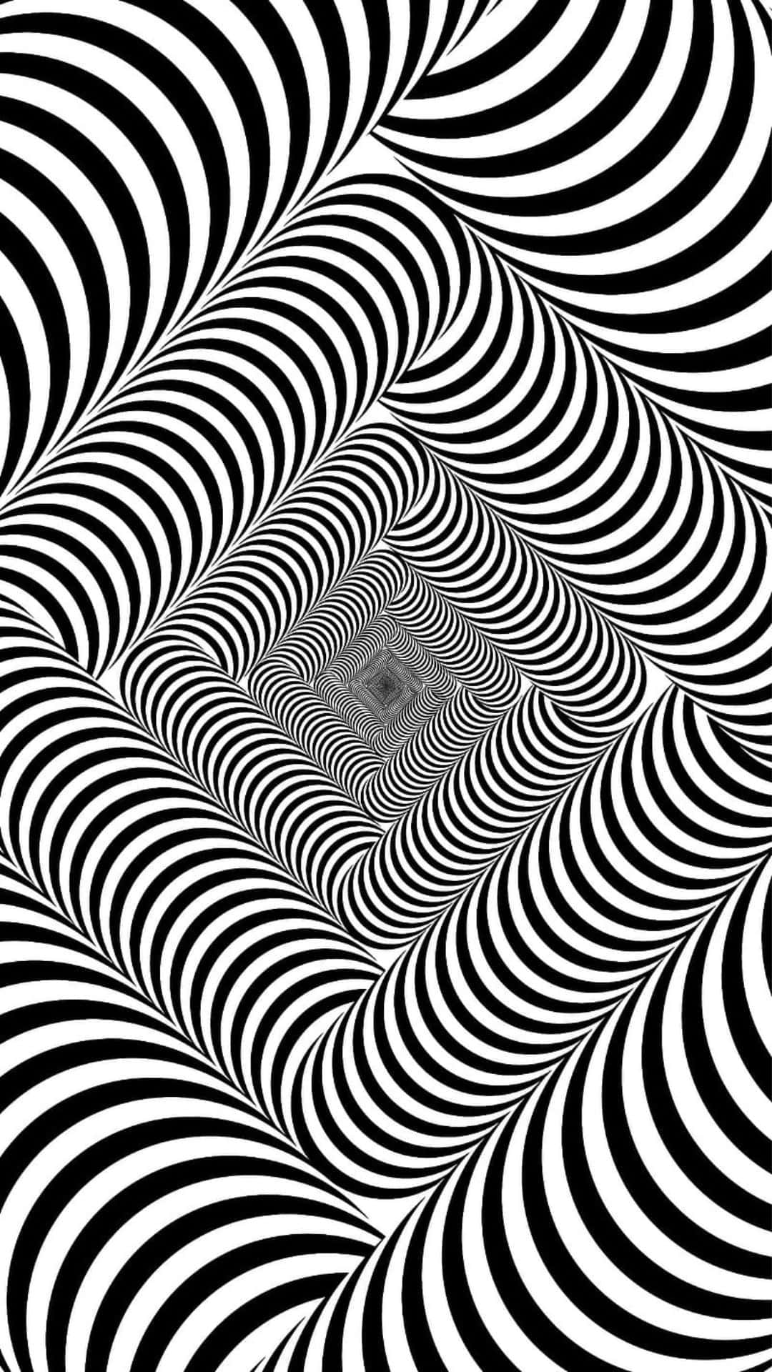 black and white optical illusion, spiraling stripes, vanishing point, Full HD Phone Wallpaper