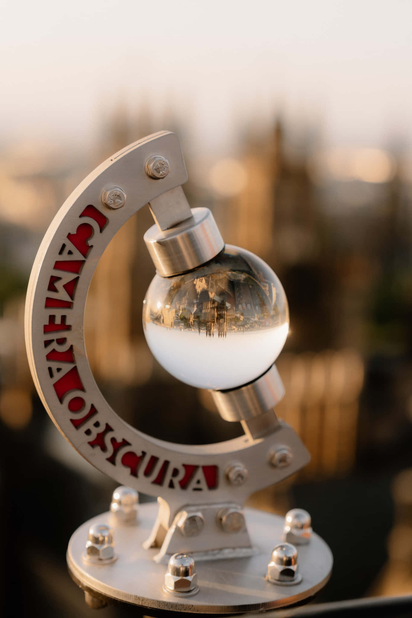 Camera Obscura, crystal ball illusion, metallic camera obscura sculpture, Full HD Phone Wallpaper
