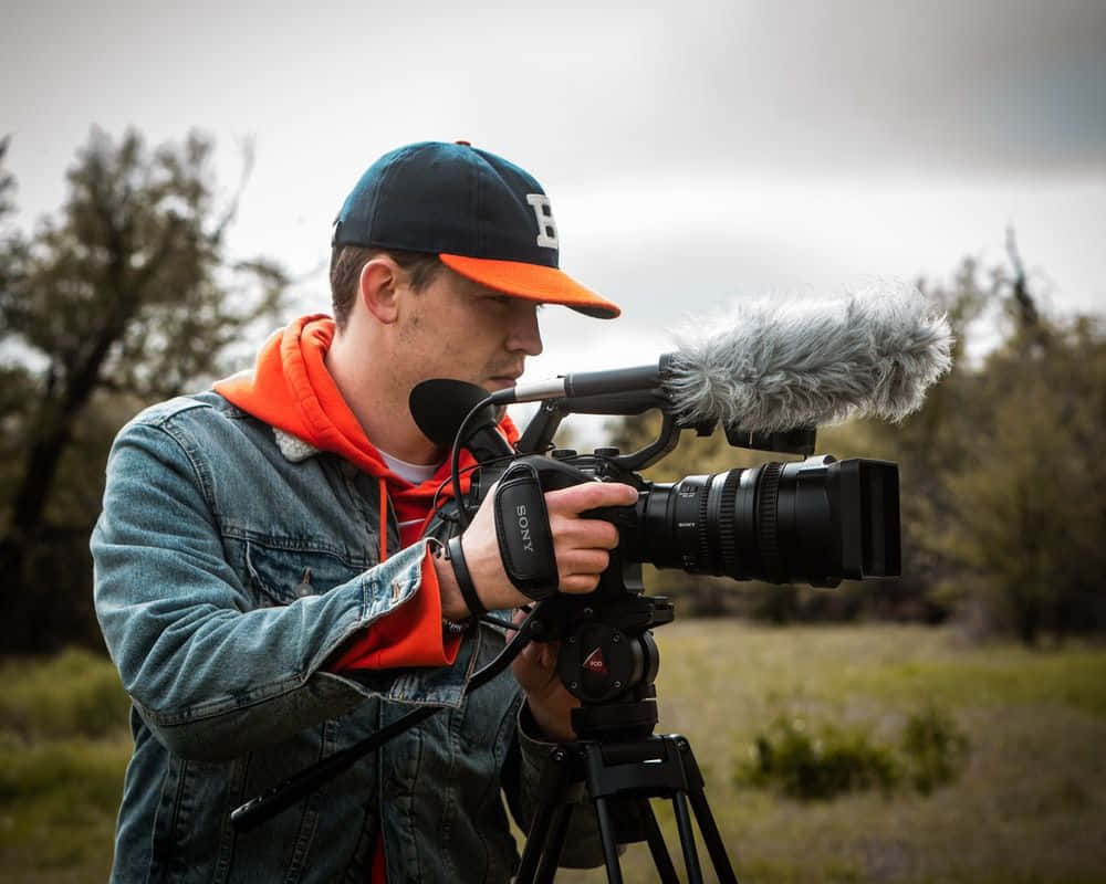 Cameraman, denim jacket, orange hoodie, SD Desktop Wallpaper