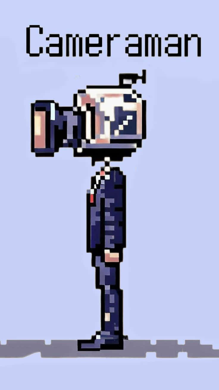 pixel-art, cameraman, camera for a head, HD Phone Wallpaper
