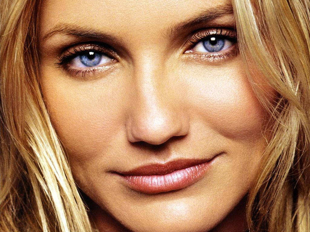 Cameron Diaz, blue eyes, golden blonde hair, SD Desktop Wallpaper