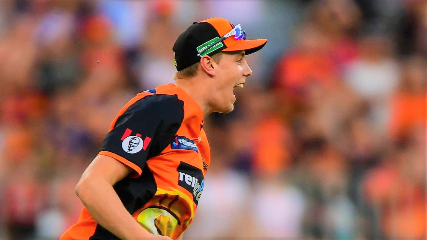 Cameron Green, orange and black uniform, cricket player, HD Desktop Wallpaper