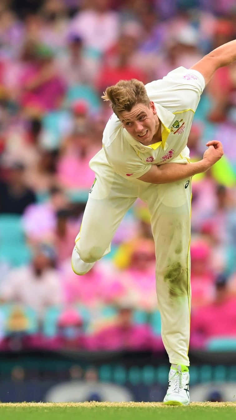 Cameron Green, cricket bowler, white uniform, HD Phone Wallpaper