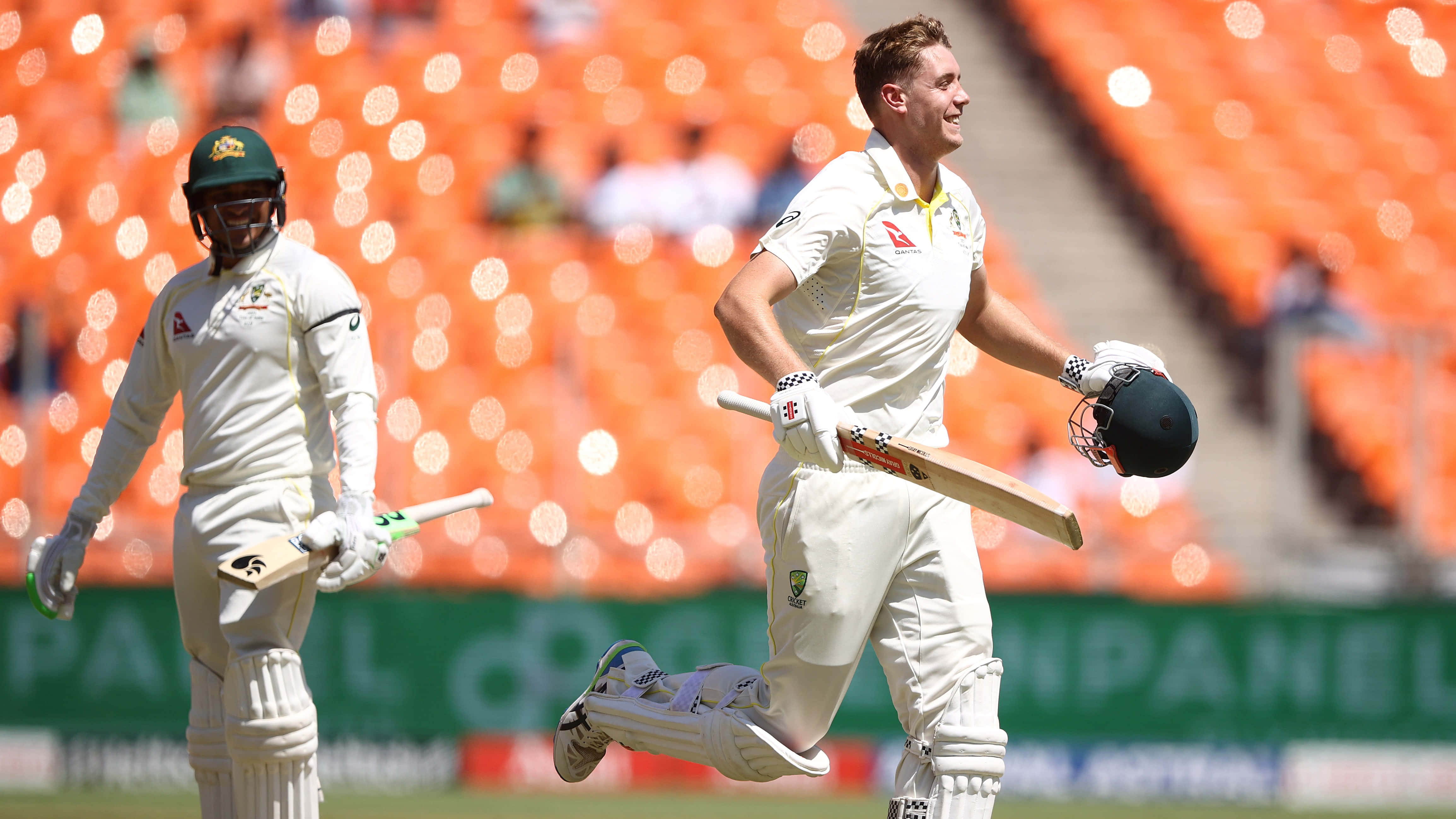 Cameron Green, cricket players, white uniforms, 4K Desktop Wallpaper