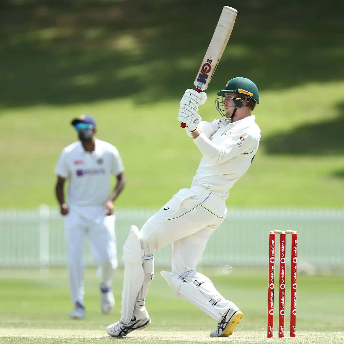 Cameron Green, cricket field, white uniform, SD Desktop Wallpaper
