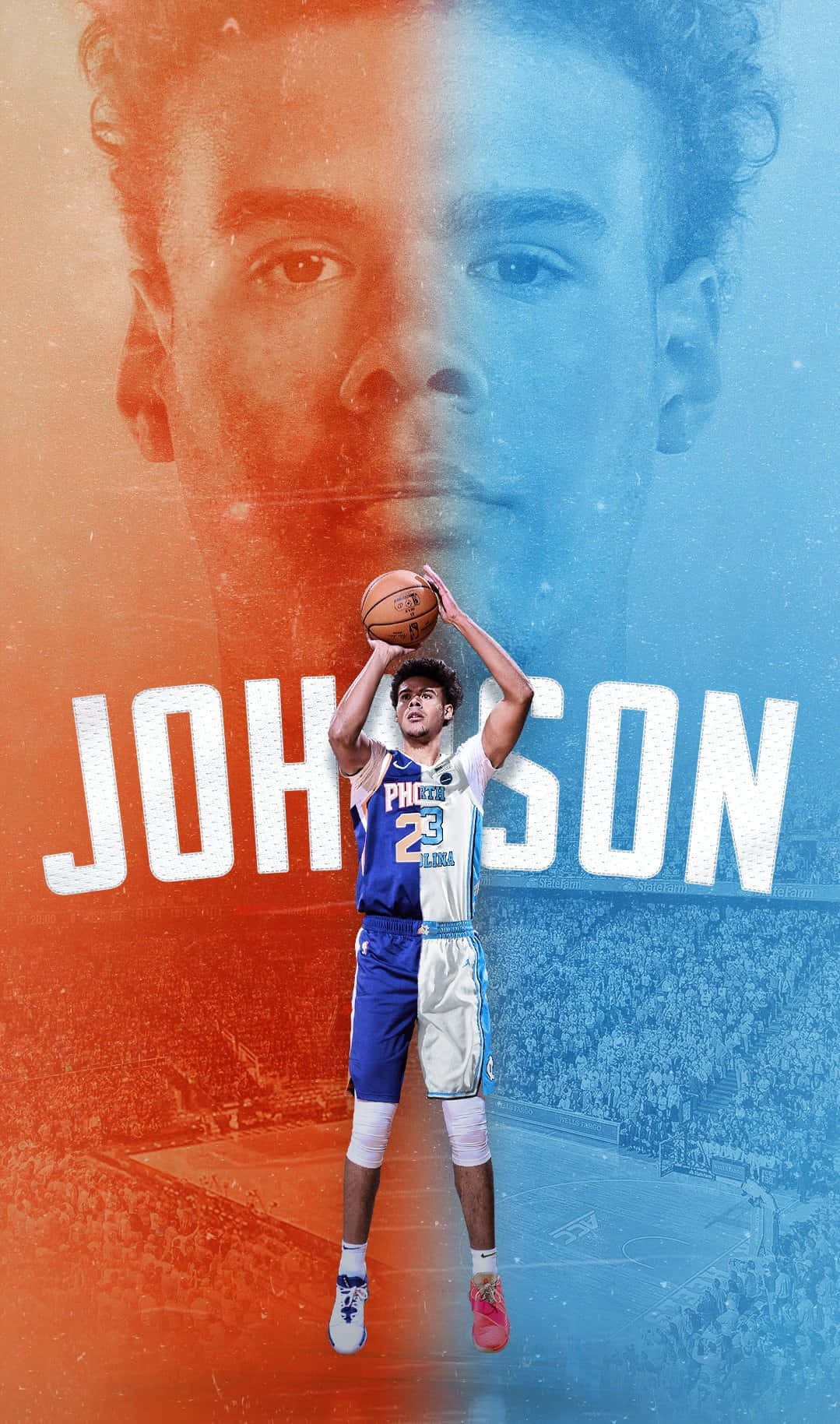 Cameron Johnson, basketball player, split-face background, HD Phone Wallpaper