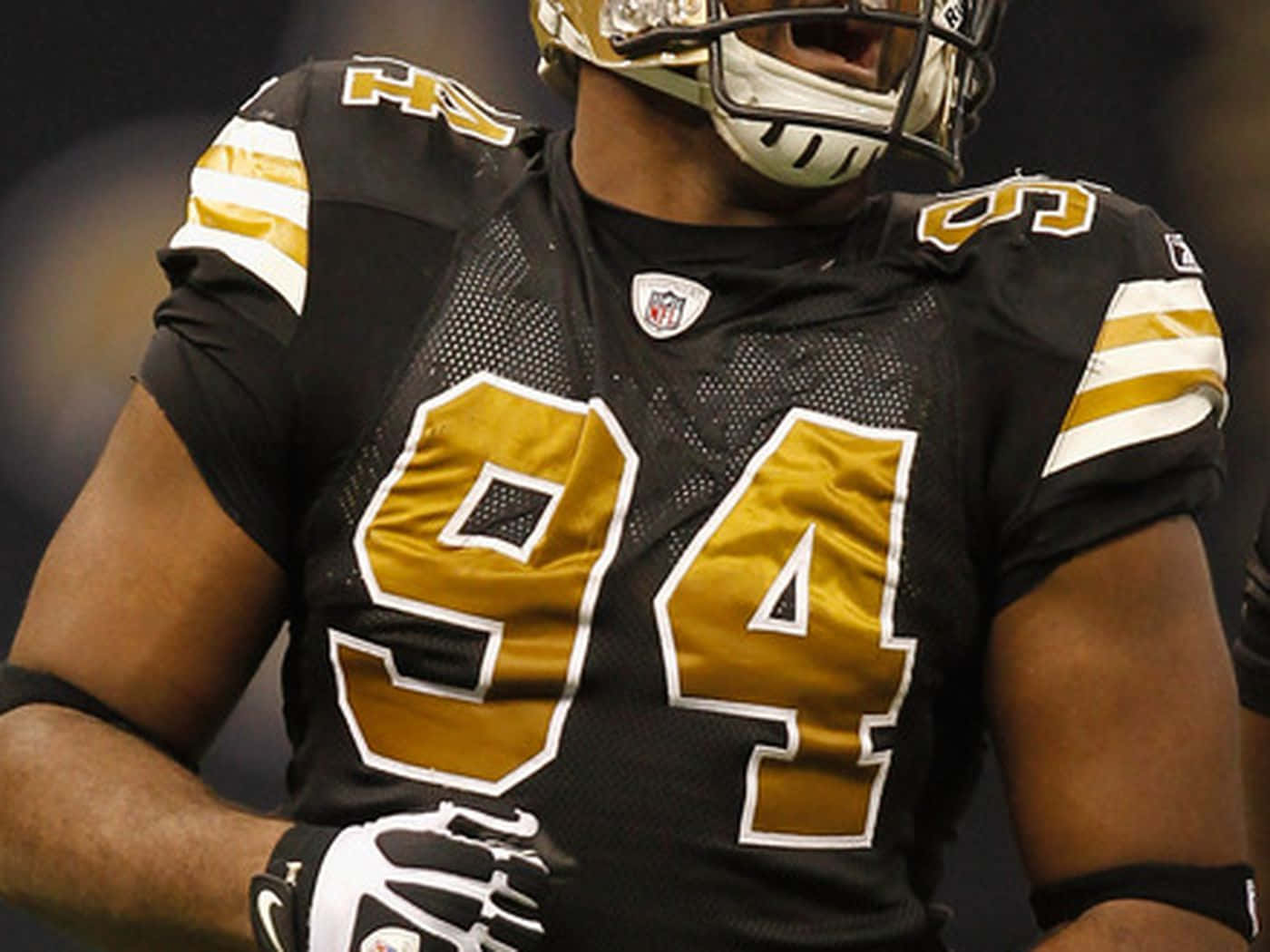 Cameron Jordan, 94, black and gold jersey, HD Desktop Wallpaper