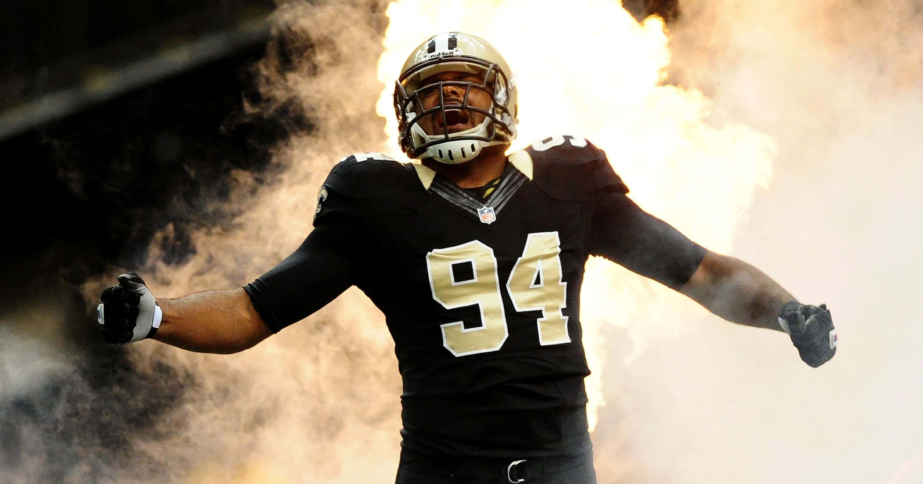 Cameron Jordan, number 94, black and gold uniform, 2K Desktop Wallpaper