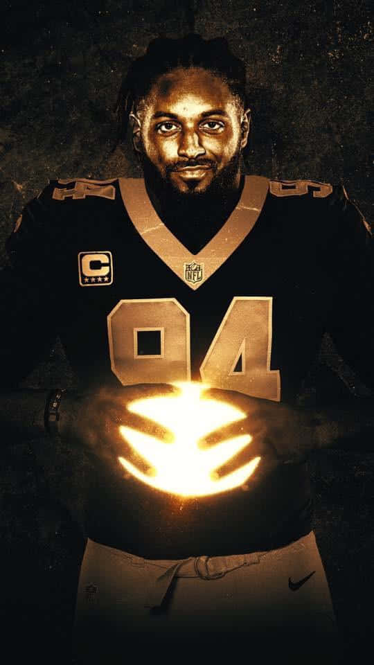 Cameron Jordan, number 94, black jersey, SD Phone Wallpaper