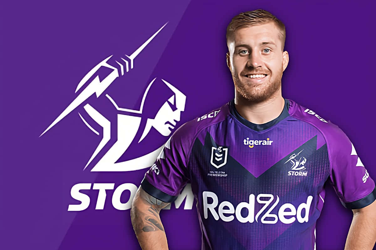 Cameron Munster, purple Storm jersey, vibrant purple background, SD Desktop Wallpaper