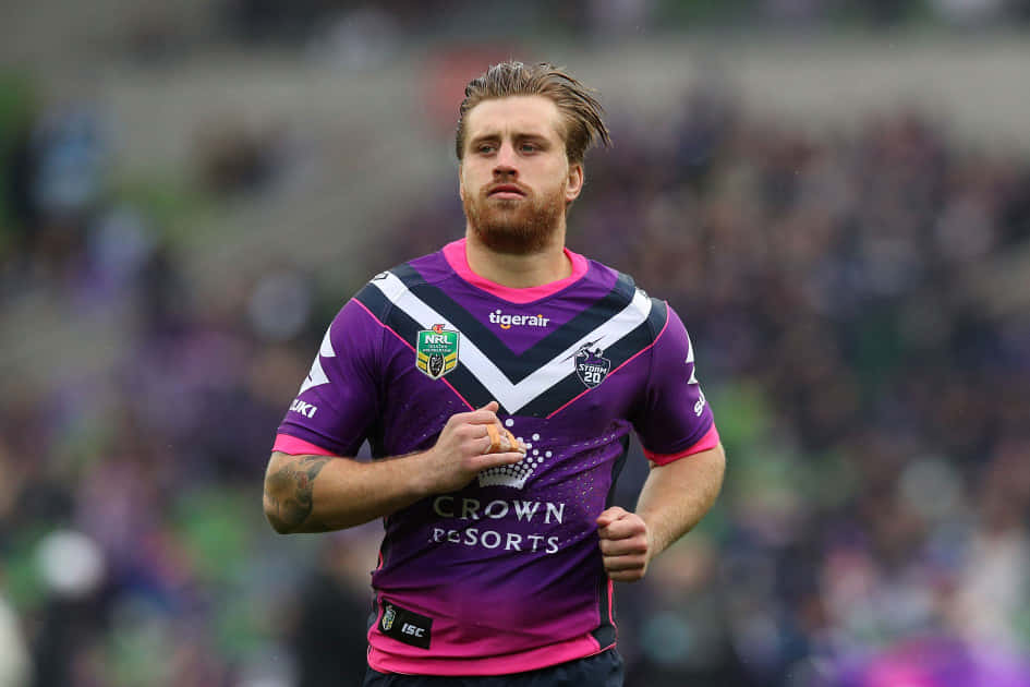 Cameron Munster, purple and pink jersey, stadium field, SD Desktop Wallpaper