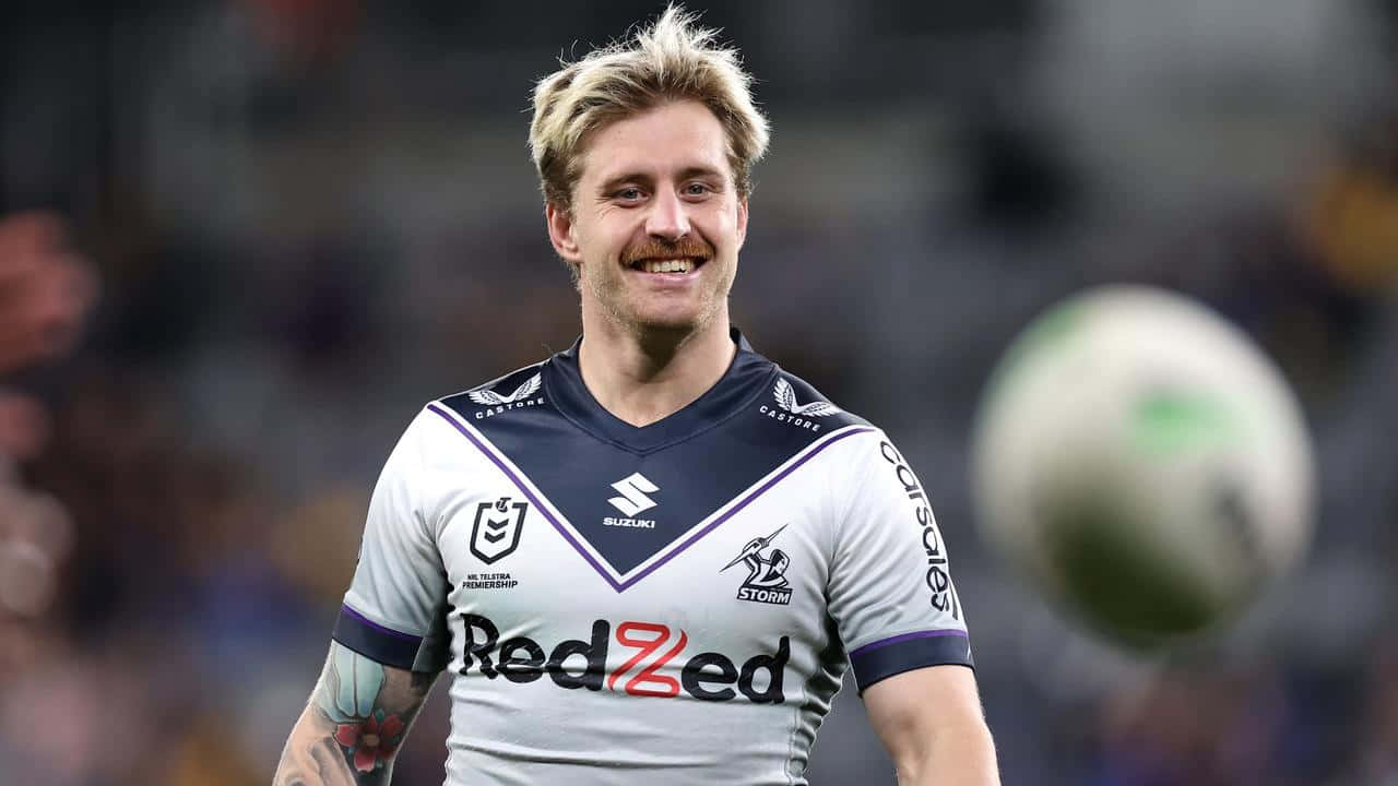 Cameron Munster, white and purple jersey, rugby league player, HD Desktop Wallpaper