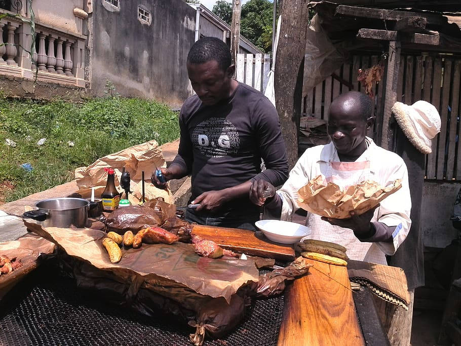 Cameroon, grilled meats, bananas, SD Desktop Wallpaper