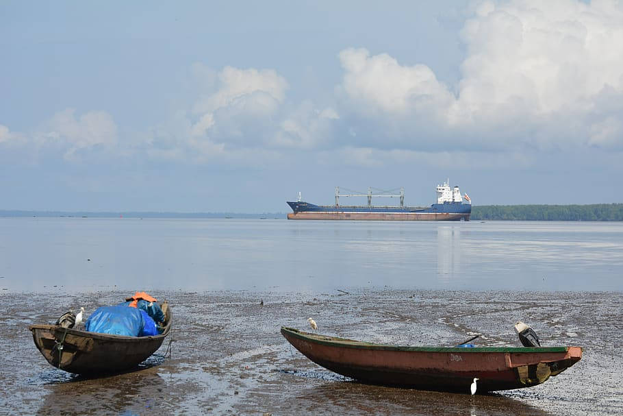Two Boats, Seashore, Cameroon, SD Desktop Wallpaper
