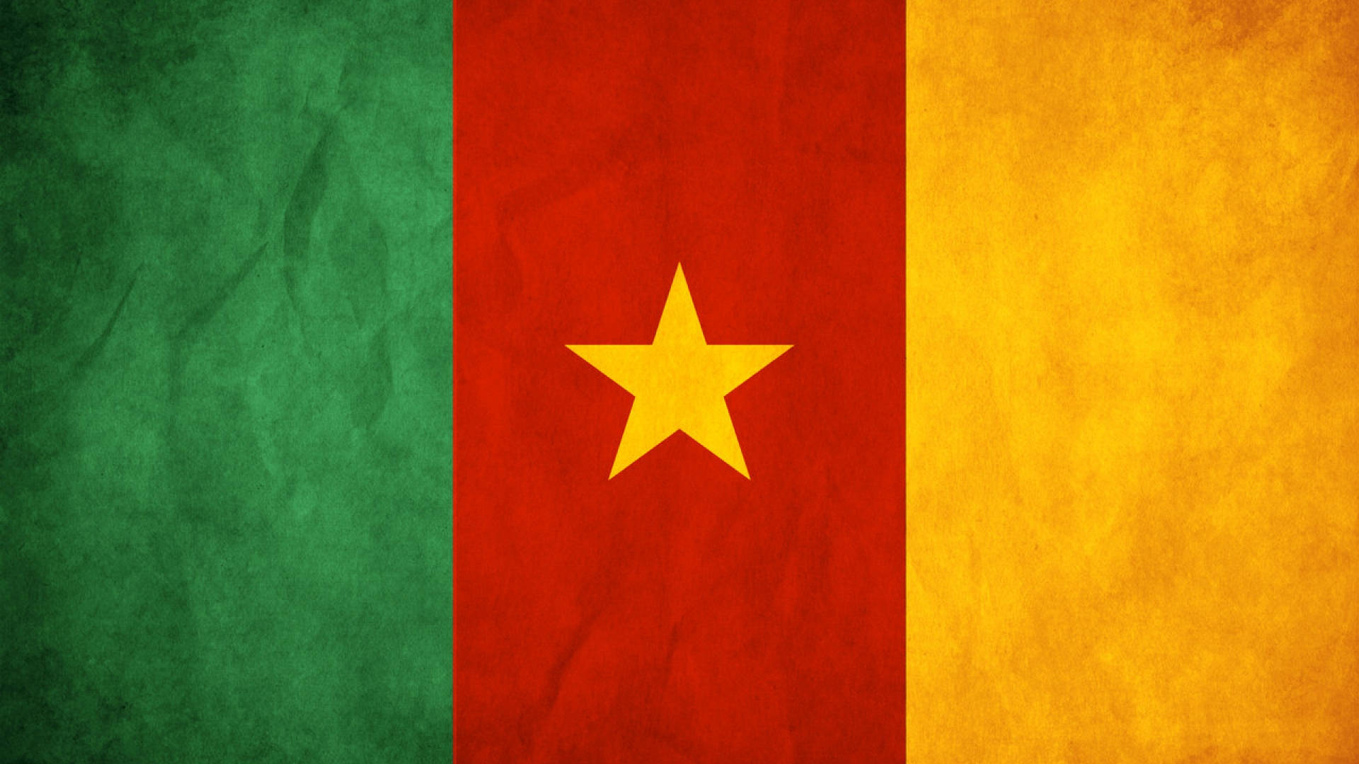 Cameroon, green red and yellow vertical stripes, central yellow star, Full HD Desktop Wallpaper