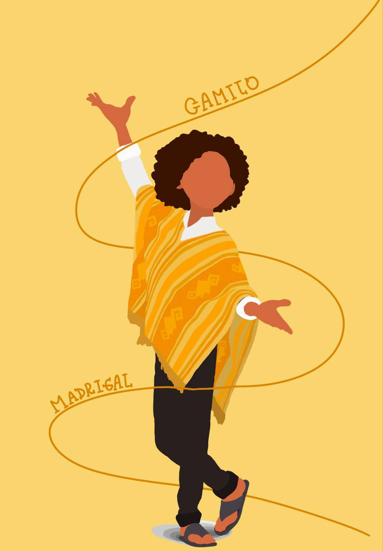 Camilo Madrigal, curly hair, yellow patterned poncho, Full HD Phone Wallpaper