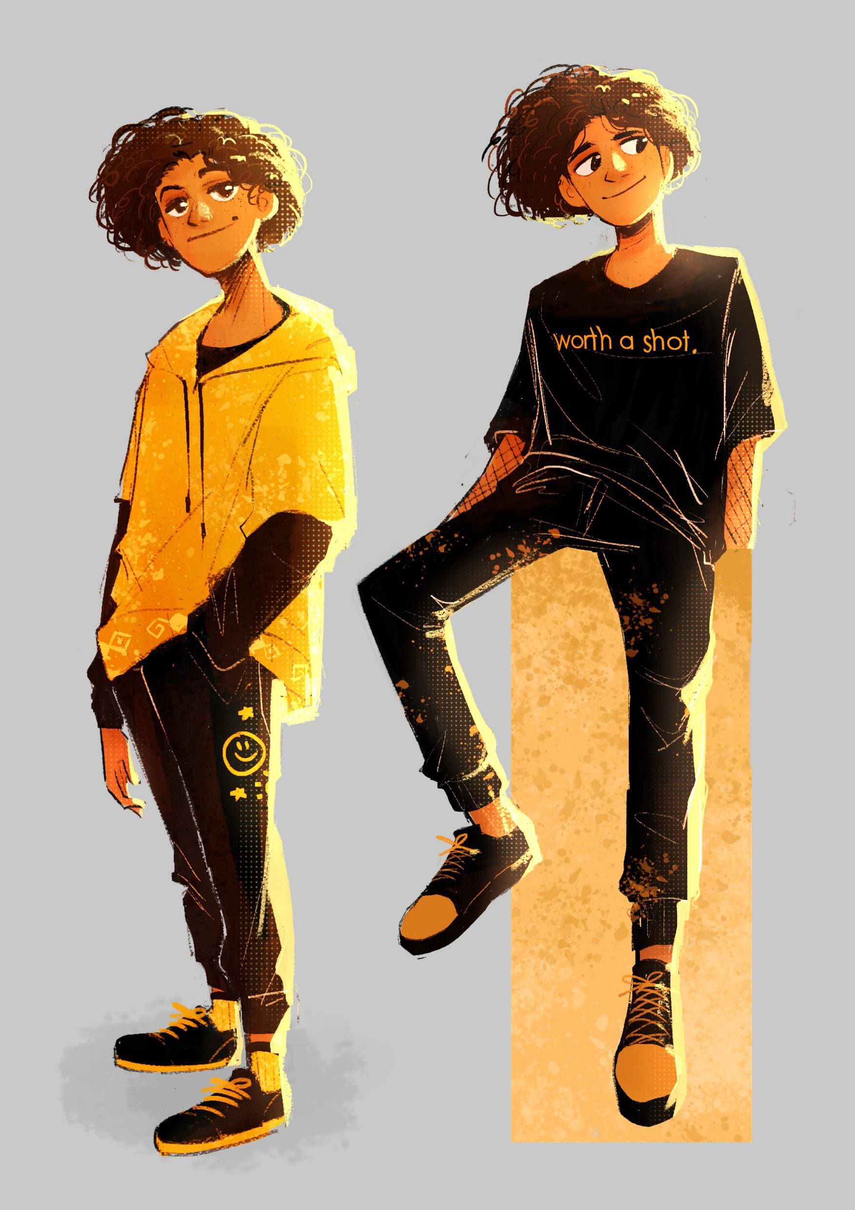 Camilo Madrigal, yellow and black streetwear, curly hair, Full HD Phone Wallpaper