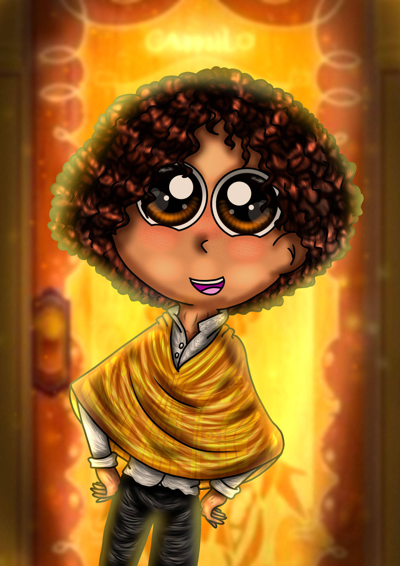 Camilo Madrigal, chibi character, curly brown hair, HD Phone Wallpaper