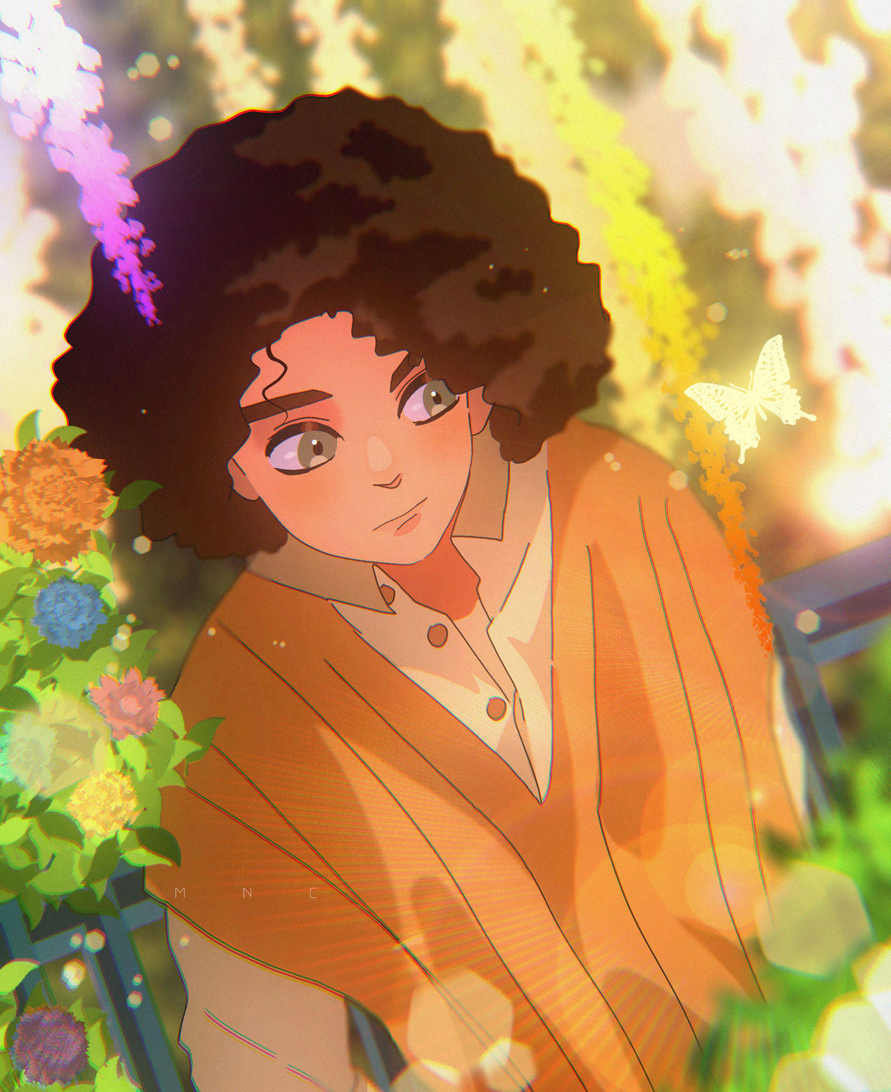 Camilo Madrigal, curly hair, colorful flowers, HD Phone Wallpaper