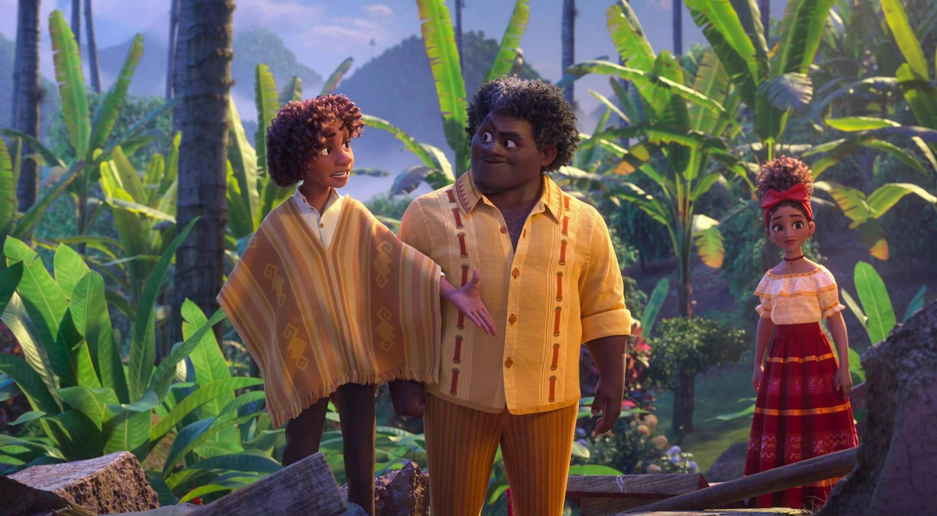Camilo Madrigal, vibrant tropical attire, lush green jungle foliage, Full HD Desktop Wallpaper