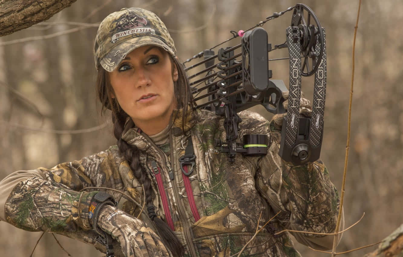 hunting camo, woman, bow, HD Desktop Wallpaper