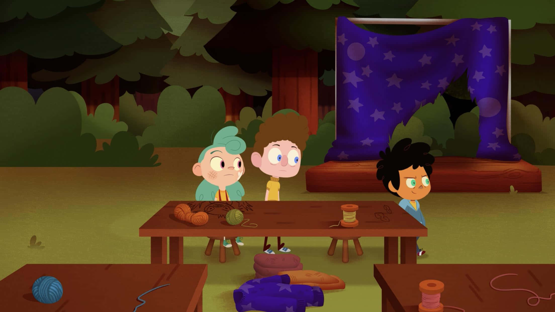 Camp Camp, crochet, wooden table, Full HD Desktop Wallpaper